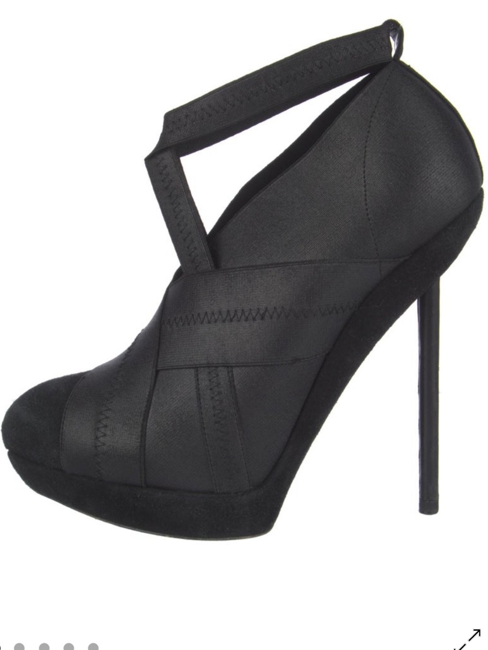 Yves Saint Laurent YSL Tribute Bondage Platform Bootie Pumps Black Satin suede
